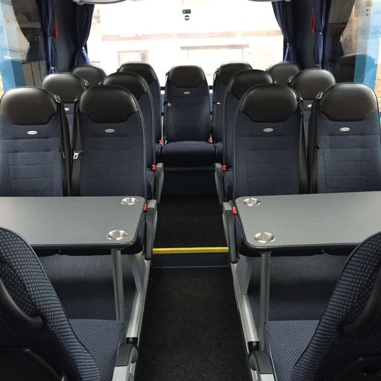 Coach-Hire-Manchester-Tables-in-Interior